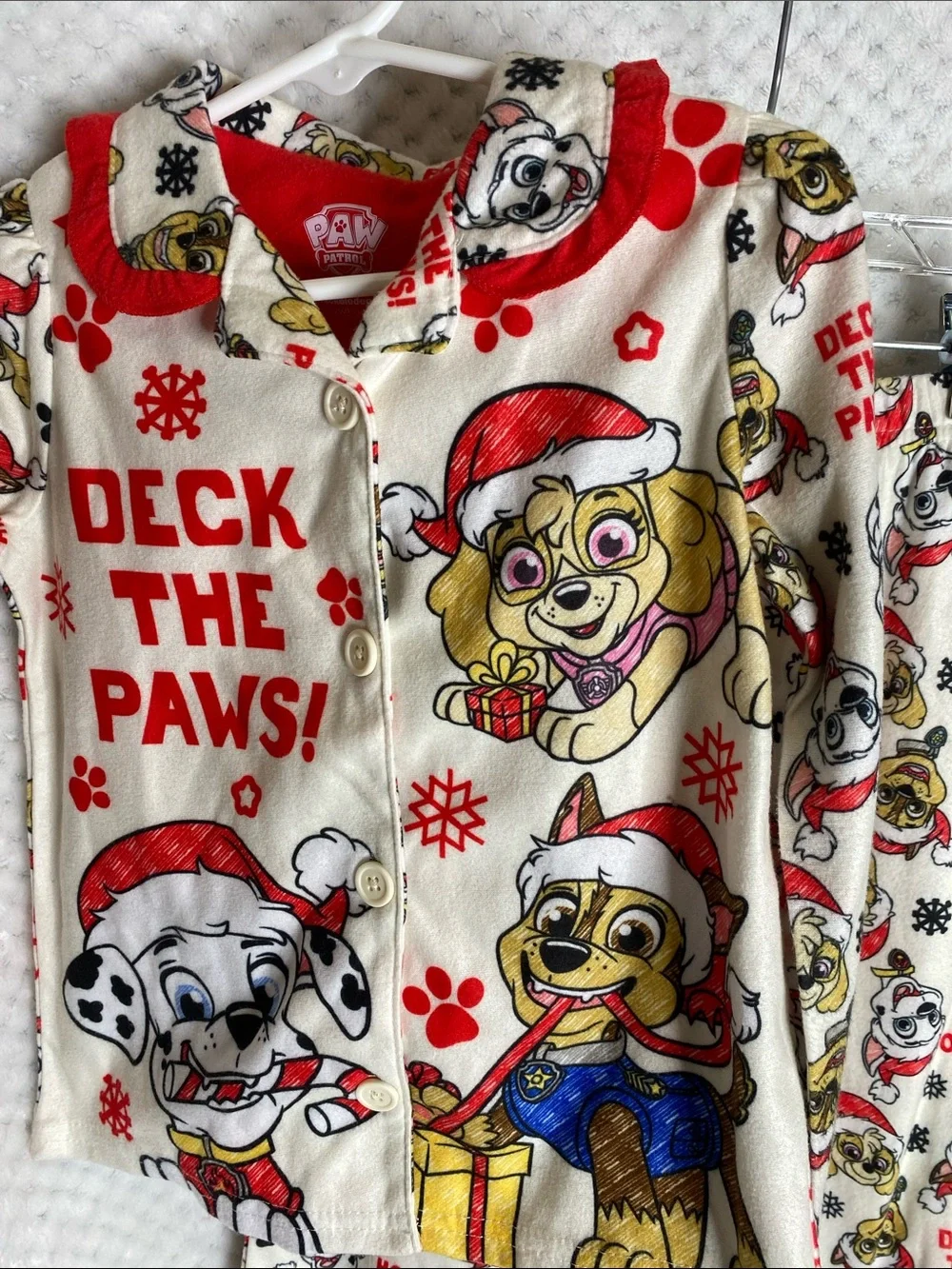 PAW Patrol Kids' 'Deck the Paws' Red & Cream Holiday Pajama Set